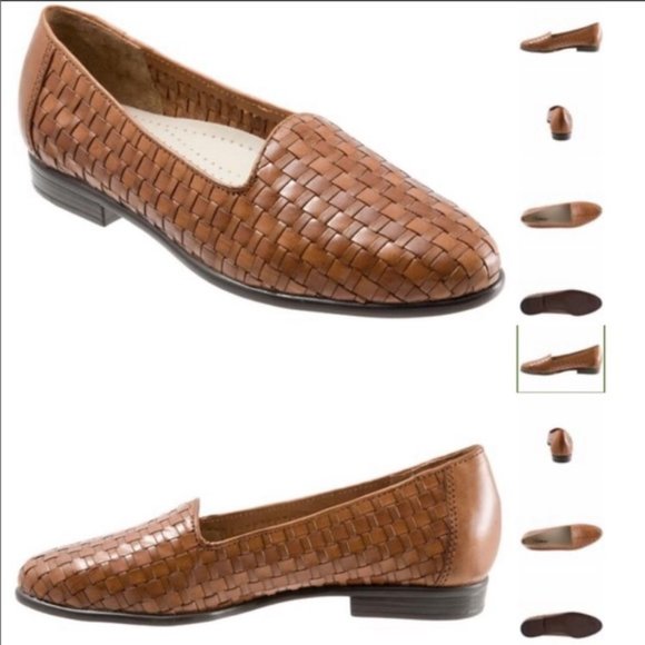Trotters "Liz" Weaved Leather Slip-on Loafers in Brown - Picture 8 of 17